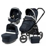 Carucior 3 in 1 Peg Perego Book Scout Matt Black Pop-Up Elite Luxe Blue