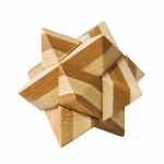 Joc logic IQ din lemn bambus Star in  cutie de metal