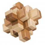Joc logic IQ din lemn bambus n cutie metalic 9