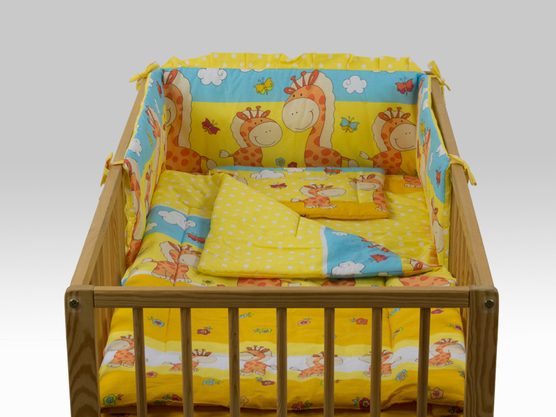 Lenjerie happy giraffe galben 4 piese 140x70