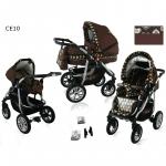 Carucior 2 in 1 Kerttu Coral CE10 maro cu inimioare