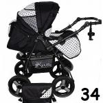 Carucior multifunctional Kerttu Twist-R 34 negru cu alb si puncte