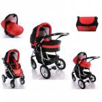 Carucior 3 in 1 Kerttu Coral CE1 rosu cu negru