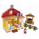 Set constructie cuburi Unico Masha si Ursul casuta galbena a Mashei 95 piese