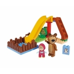 Set constructie cuburi Unico Masha si Ursul piscina cu tobogan 29 piese