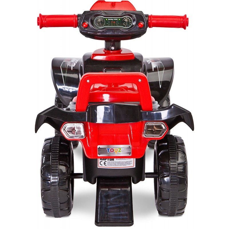 Atv pentru copii fara pedale Toyz Mini Raptor Red cu melodii, lumini si spatiu de depozitare sub scaun, Inaltime scaun 24 cm, de la 18 luni pana la greutatea maxima de 25 kg - 2 | YEO