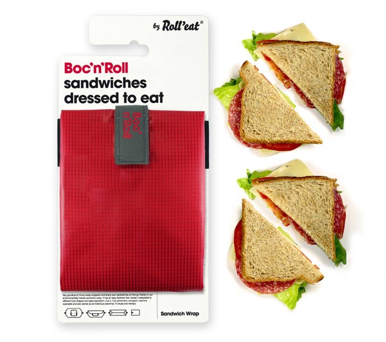 Ambalaj reutilizabil pentru sandwich boc n roll square rosu