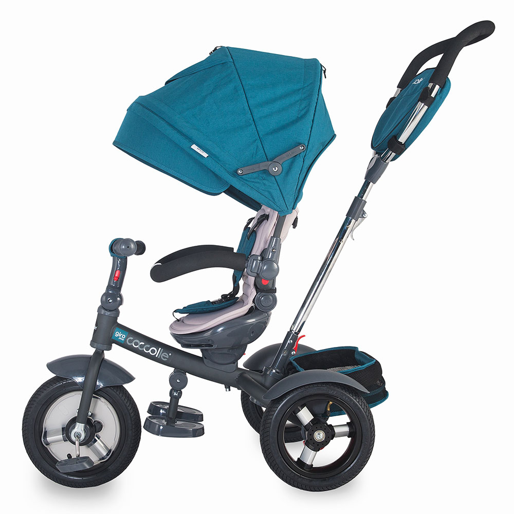 Tricicleta multifunctionala cu roti gonflabile Coccolle Giro Plus Albastra Albastră La Plimbare