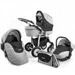 Carucior 3 in 1 Adbor Zipp black & white Negru cu alb si puncte