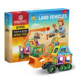 Joc magnetic educativ de constructie 3D Magspace 81 piese Land Vehicles