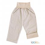 Pantaloni din bumbac organic Iobio Palermo Karo Sand Blue 98/104