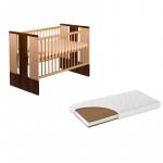 Patut din lemn Paula Natur Wenge + Saltea cu husa din bumbac 120x60x10 cm