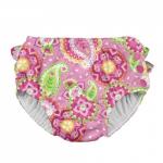 Scutec pentru inot si antrenament la olita Ultimate iPlay Light Pink Paisley Elephant (cu volanase) 24 luni