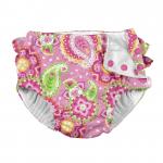 Scutec pentru inot si antrenament la olita Ultimate iPlay Light Pink Paisley Elephant (cu volanase) 18 luni