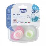 Suzeta Chicco silicon Physio Air forma ortodontica 0-6 luni+ 2buc roz