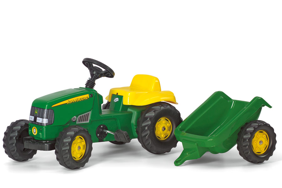 Tractor cu pedale si remorca copii Rolly Toys 012190 verde