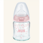 Biberon sticla 120 ml+tetina silicon orificiu Mediu mar.1 (0-6 luni) NUK First Choice