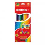 Creioane colorate triunghiulare Kolores Duo 12 buc Duo, 24 culori/cutie cu ascutitoare