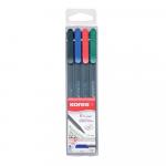 Fineliner Kores K-Liner 0.4mm 4 culori in etui plastic (rosu, negru, albastru, verde)