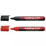 Marker permanent Edding 300 corp plastic capac cu clip de prindere vf.rotund 1.5-3mm set doua culori negru si albastru