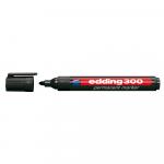 Marker permanent Edding 300 corp plastic negru capac cu clip de prindere in culoarea scrierii,i vf.rotund, 1.5-3mm negru