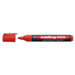 Marker permanent Edding 300 corp plastic negru capac cu clip de prindere in culoarea scrierii,ivf.rotund, 1.5-3mm rosu