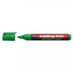 Marker permanent Edding 300 corp plastic negru capac cu clip de prindere in culoarea scrieriii,vf.rotund 1.5-3mm verde