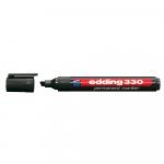 Marker permanent Edding 330 corp plastic negru capac cu clip de prindere in culoarea scrierii ivf.retezat 1-5mm negru