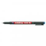 Marker permanent Edding OHP 140 corp plastic negru capac cu clip de prindere vf. rotund 0.3mm albastru