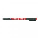 Marker permanent Edding OHP 140 corp plastic negru capac cu clip de prindere vf. rotund 0.3mm rosu