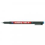 Marker permanent Edding OHP 141 corp plastic negru capac cu clip de prindere vf. rotund 0.6mm, albastru