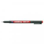 Marker permanent Edding OHP 141 corp plastic negru capac cu clip de prindere vf. rotund 0.6mm rosu