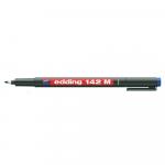 Marker permanent Edding OHP 142 corp plastic negru capac cu clip de prindere vf. rotund 1mm albastru