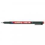 Marker permanent Edding OHP 142 corp plastic negru capac cu clip de prindere vf. rotund 1mm rosu
