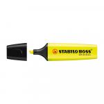 Textmarker Stabilo Boss corp plastic in culoarea cernelei vf.retezat 2-5mm galben