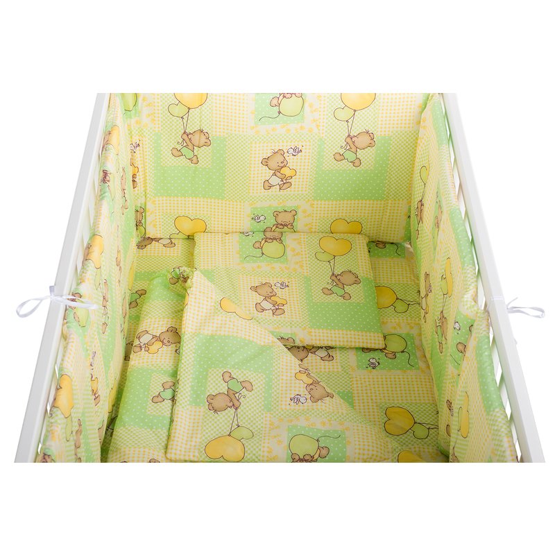 Lenjerie patut 5 piese ursuleti colorati verde