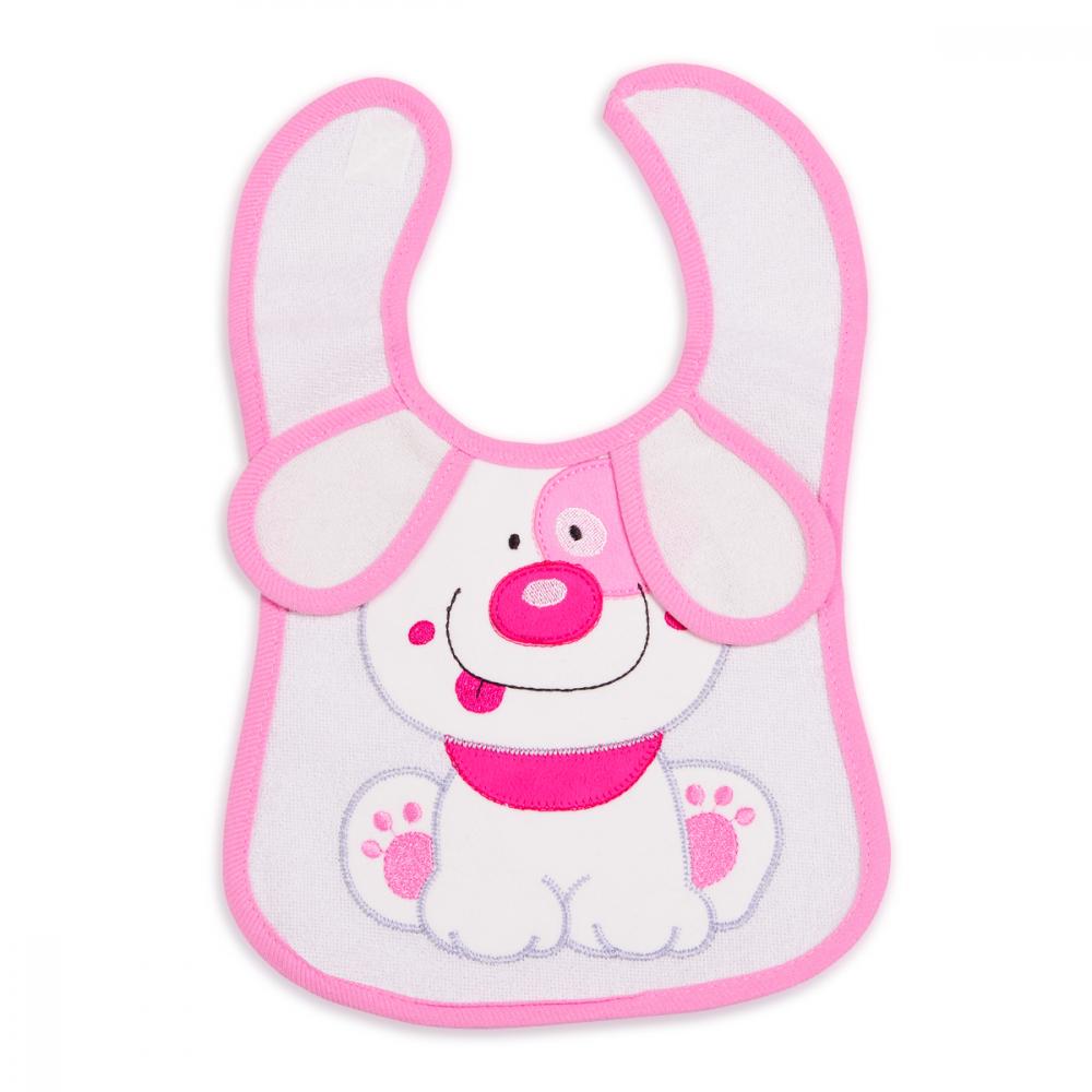 Bavetica impermeabila cu scai Baby Bib Little Puppy Pink