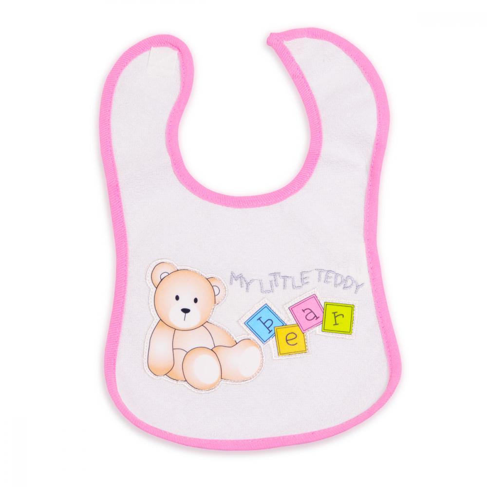 Bavetica impermeabila cu scai Baby Bib Little Teedy Pink