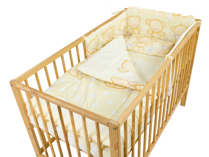 Lenjerie patut cu 5 piese 120x60cm teddy iepuras galben