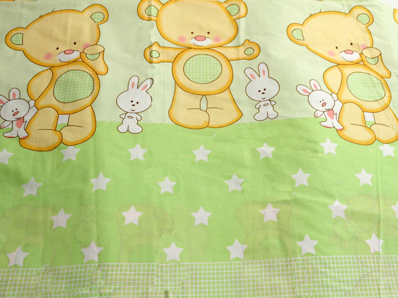 Lenjerie patut cu 5 piese 120x60cm teddy iepuras verde