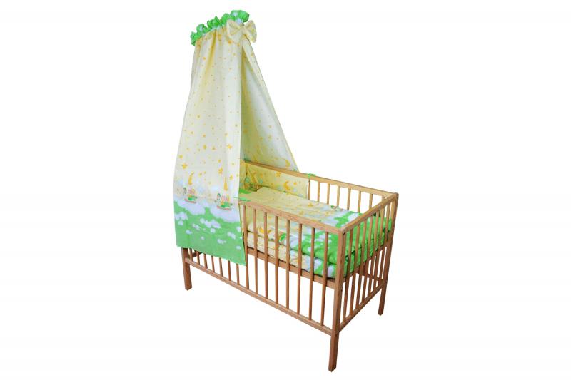 Lenjerie patut 5 piese cu baldachin 120x60cm teddy norisori verde