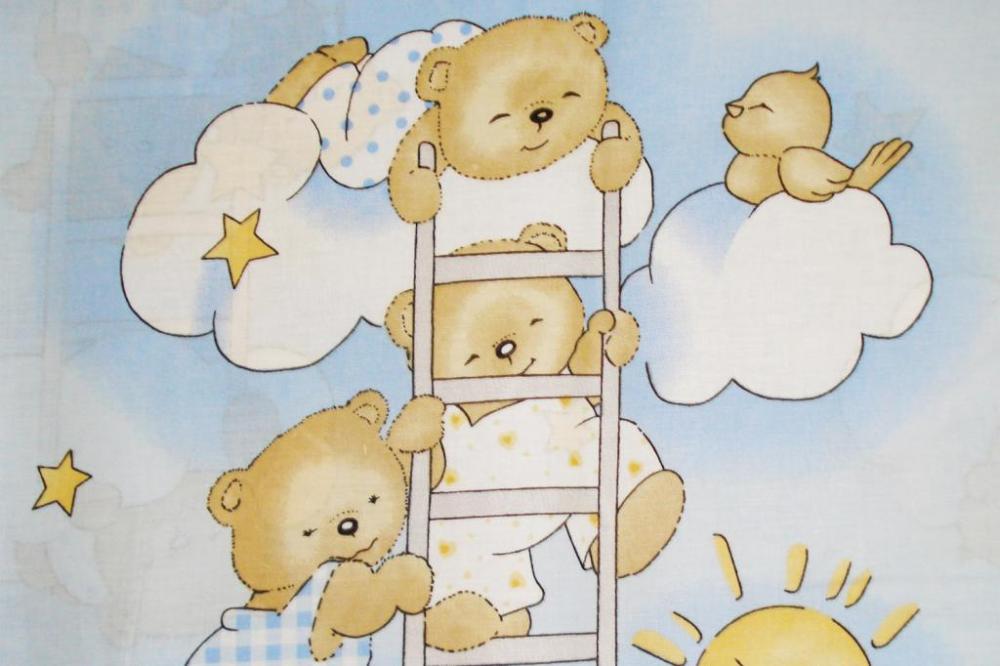Lenjerie patut cu 4 piese 120x60cm teddy scarita albastru
