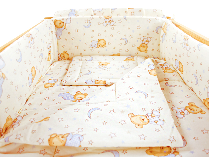 Lenjerie patut cu 5 piese 120x60cm teddy stelute crem m2