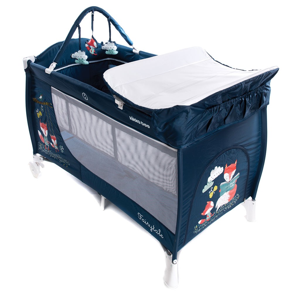 Patut pliabil cu doua nivele fairytale dark blue fox