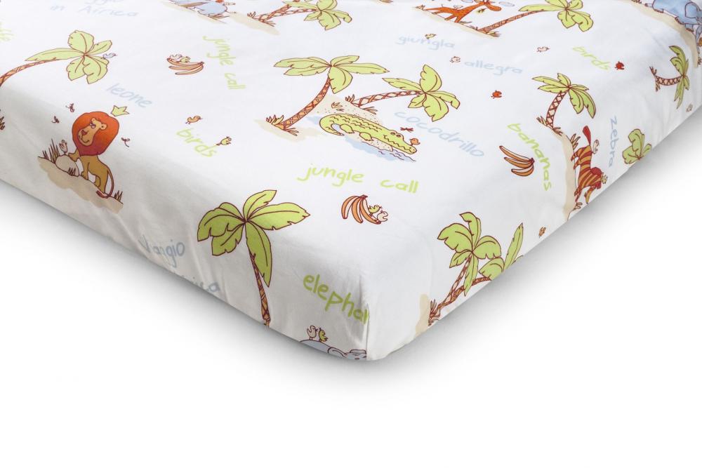 Lenjerie patut cu 6 piese si protectii laterale complete Jungle 120x60 cm - 1 | YEO