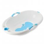 Cadita de baie cu dop de scurgere si termometru Little Mom Sweety Blue