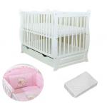 Patut multifunctional Eva Clasic + Saltea Cocos + Lenjerie 3 piese Roz
