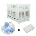 Patut multifunctional Eva Clasic + Saltea Cocos + Lenjerie 5 piese Blue