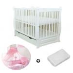 Patut multifunctional Eva Clasic + Saltea Cocos + Lenjerie 5 piese Roz