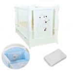 Patut multifunctional Oliver Bear + Saltea Cocos + Lenjerie 3 piese Blue